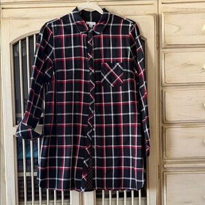 J. Jill Black and Red Plaid Button Down Shirt
